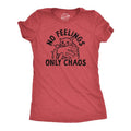 Womens No Feelings Only Chaos T Shirt Funny Crazy Insane Attacking Kitten Joke Tee For Ladies Funny Womens T Shirts Cute Slimming Top Comfortable Soft Womenswear Sarcastic Tops for Women Funny Cat Top Red -