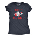 Womens Take Me Out T Shirt Funny Sarcastic Baseball Game Popcorn Graphic Tee For Ladies Funny Womens T Shirts Cute Slimming Top Comfortable Soft Womenswear Sarcastic Tops for Women Funny Baseball Top Navy -
