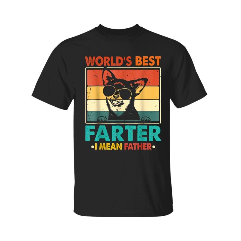 World's Best Farter I Mean Father Fathers Day Funny Dad Dog T-Shirt, Graphic Tees, Regular Fit Graphic Sleeveless Crew Neck Top for Summer, For Men, Women