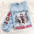 Wrangling Christmas Cheer Western Cowboy Santa Sweatshirt or Hoodie with sleeve print Comfy Sublimation Tops Menswear Unisex Oversized Pullover