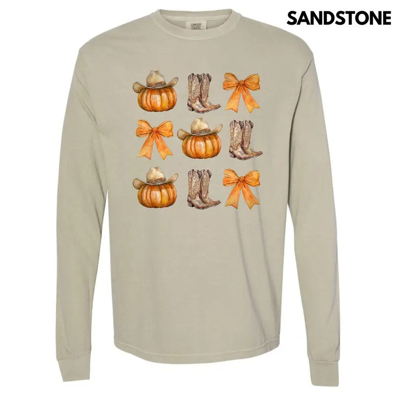 YEEHAW Pumpkin Collage Long Sleeve Comfort Colors T-Shirt 'NLB'