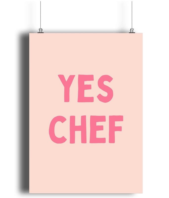 Yes Chef Wall Art, Pink Matte Art Print, Yes Chef Print, Kitchen Wall Print, Pink Kitchen Art, Gifts For Bff Friends Wall Art Decor, Poster Prints No Frame, Dorm Room Decor, Art Posters, Gifts For Birthday