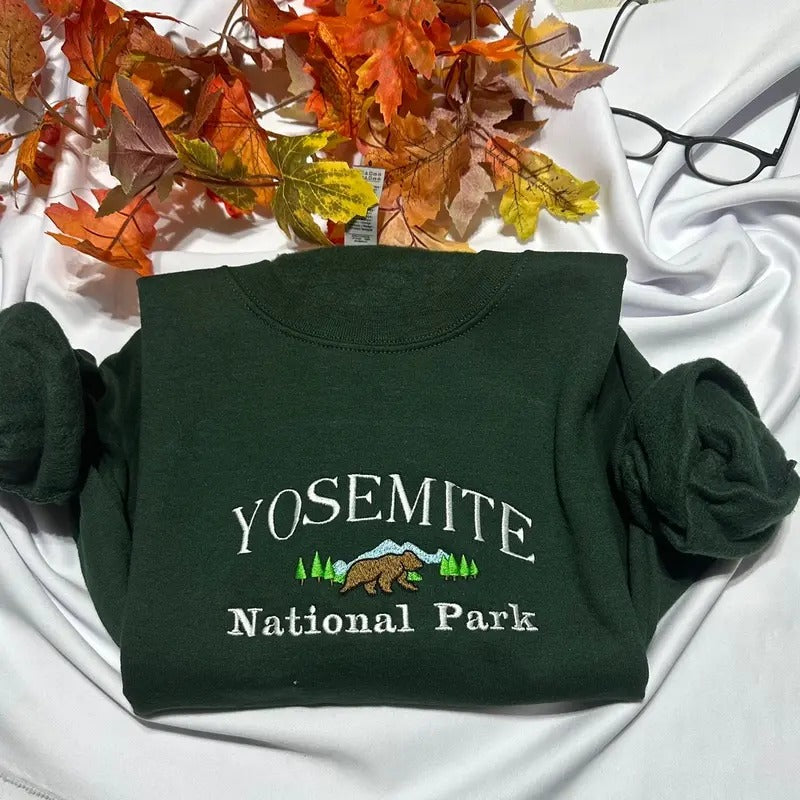 Yosemite National ParkEmbroidered sweatshirt; vintage Yosemite embroidered crewneck; Yosemite California, Sierra Nevada ...
