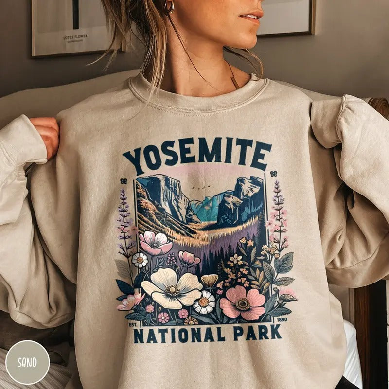 Yosemite Sweatshirt Yosemite National Park Sweater Yosemite Wildflower Sweatshirt Yosemite Crewneck Granola Girl Sweatshirt