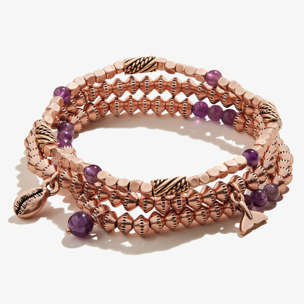 Whale Tail + Ocean Multi-Charm Stretch Bracelets, Set of 3