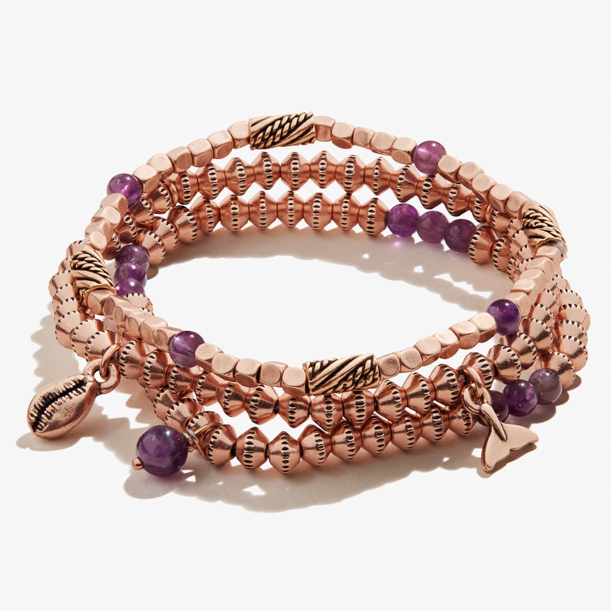 Whale Tail + Ocean Multi-Charm Stretch Bracelets, Set of 3