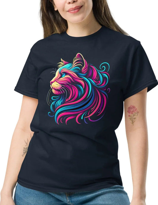 Abstract Cat TÃ¢â‚¬â€˜Shirt Ã¢â‚¬â€œ Artistic Feline Graphic Tee in Bold Colors