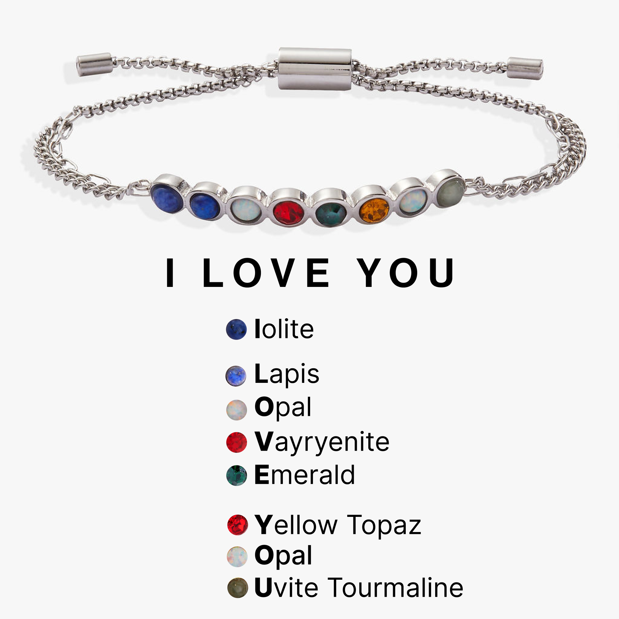'I Love You' Hidden Message Acrostic Bolo Bracelet