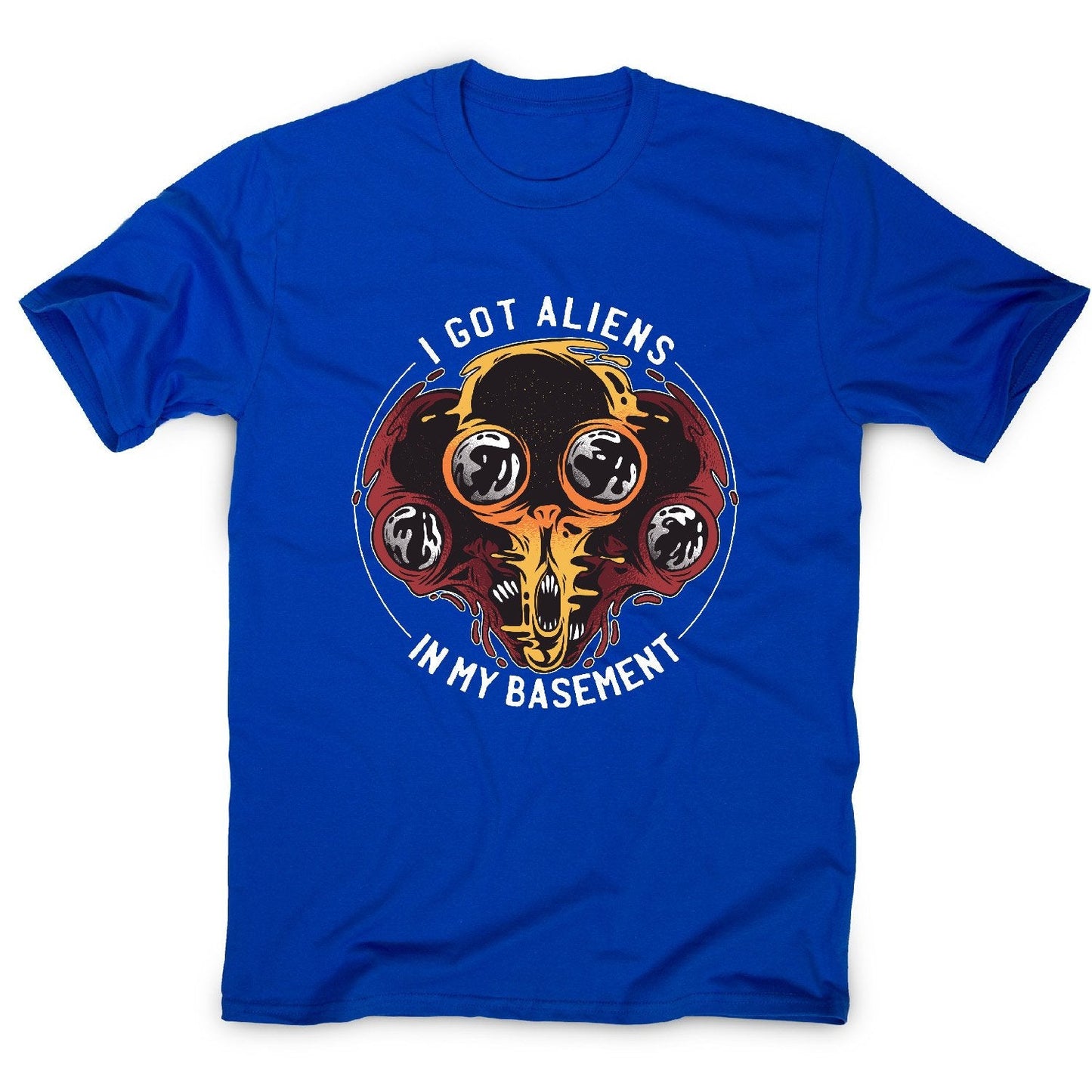 Aliens in basement - funny ufo men's t-shirt
