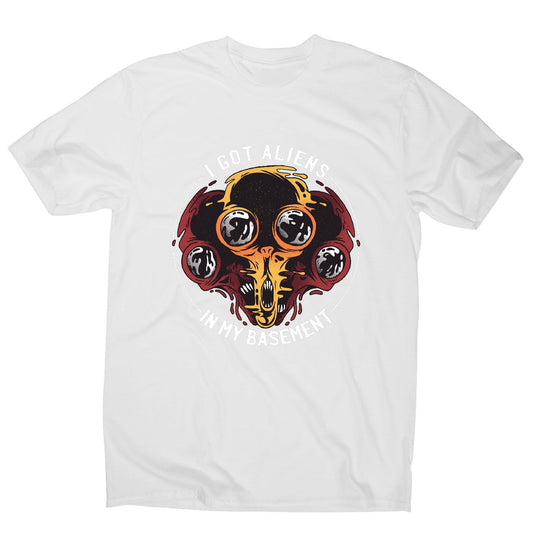 Aliens in basement - funny ufo men's t-shirt