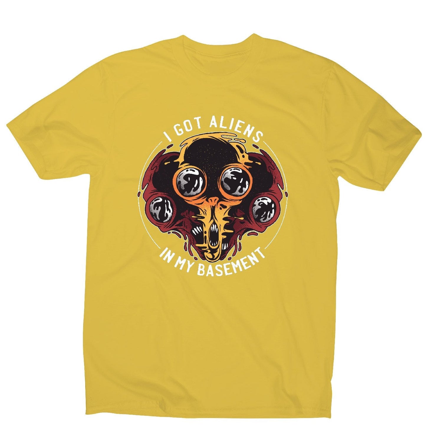 Aliens in basement - funny ufo men's t-shirt