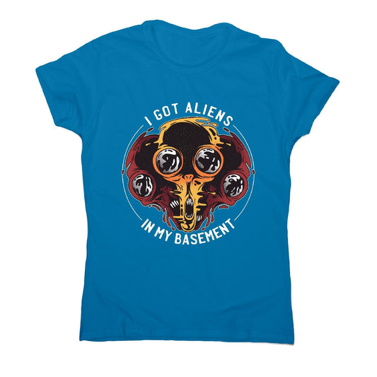 Aliens in basement - funny ufo women's t-shirt