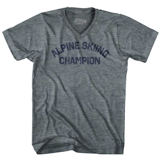 Alpine Skiing Champion Adult Tri-Blend V-neck T-shirt Style001