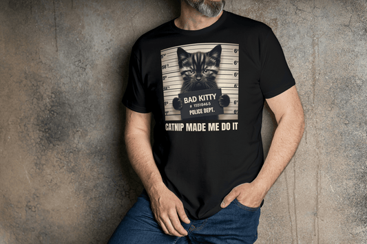 Bad Kitty Cat T-Shirt Ã¢â‚¬â€œ Funny Mischievous Cat Graphic Cotton Tee