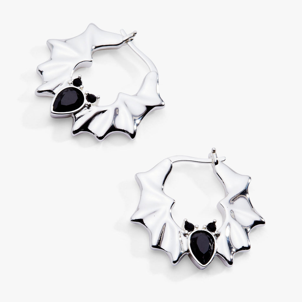 Crystal Bat Hoop Earrings