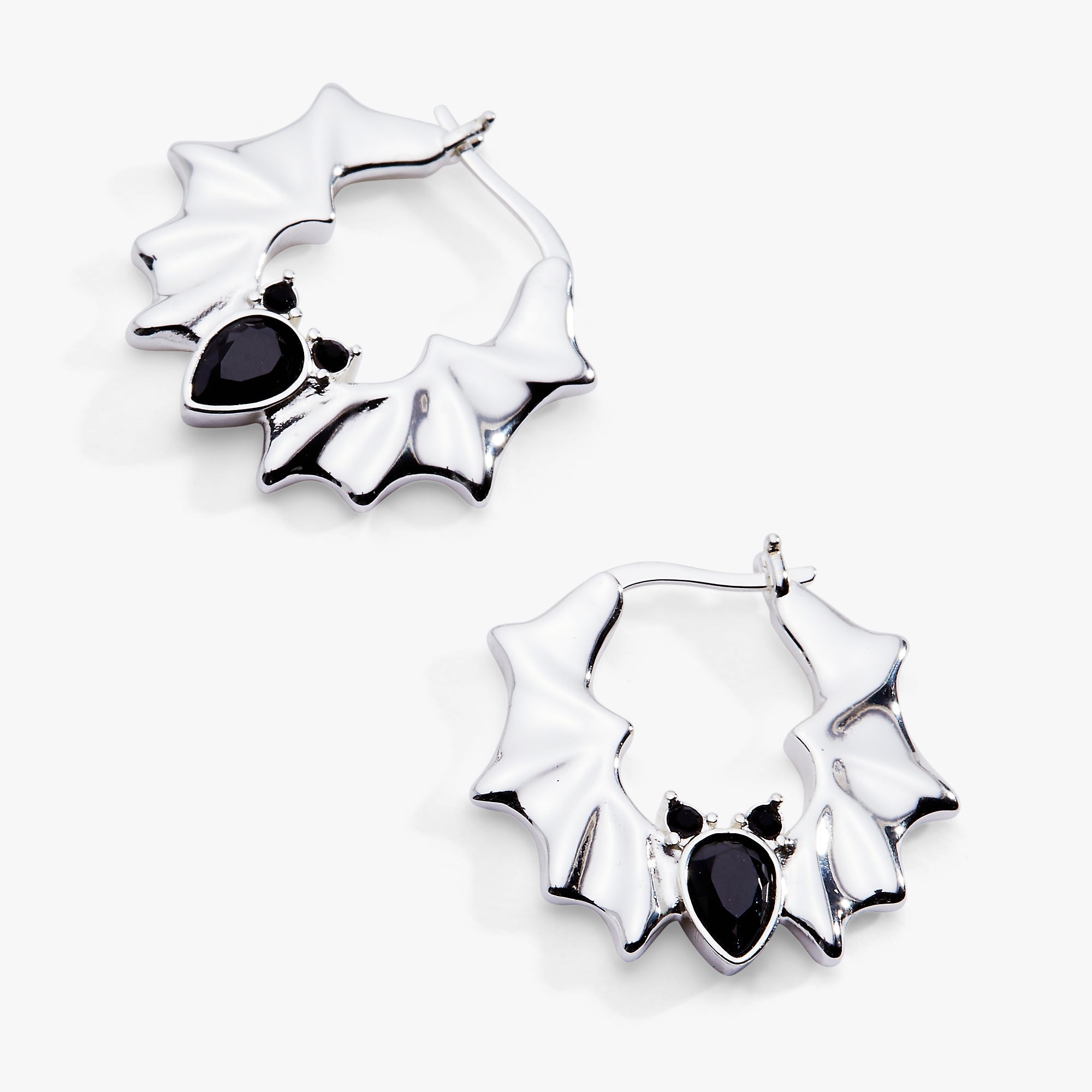 Crystal Bat Hoop Earrings