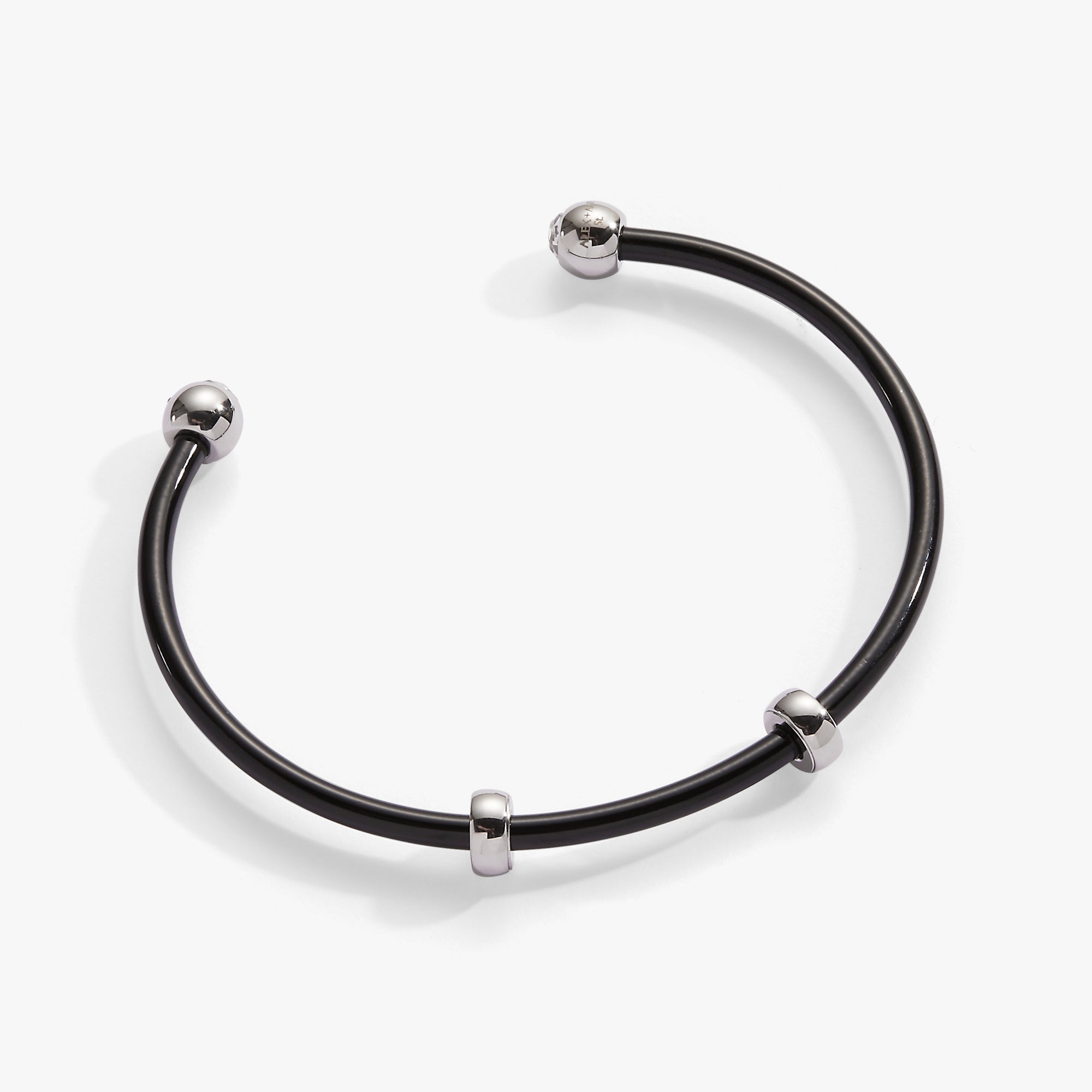Bezel Stone Enamel Cuff, Black