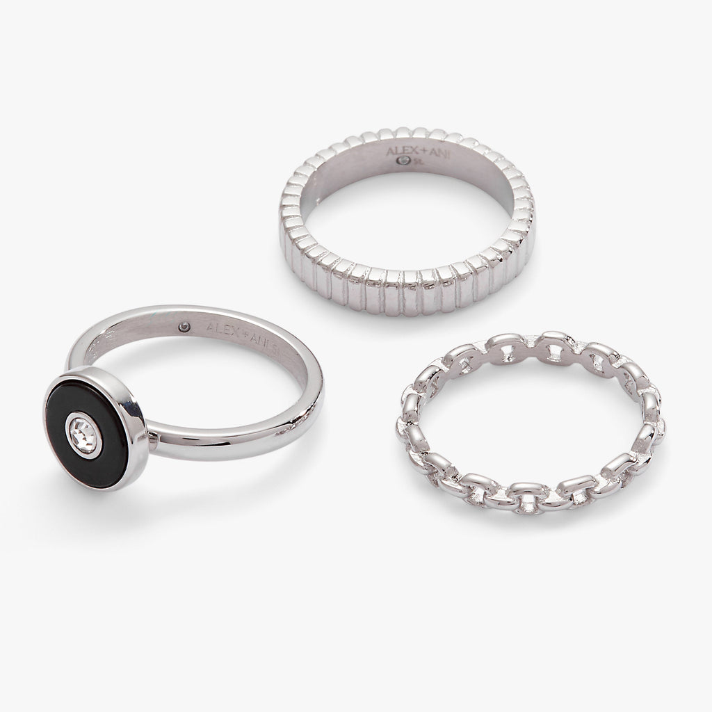 Black Onyx Ring Set of 3