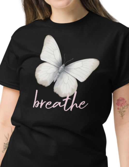 Breathe TÃ¢â‚¬â€˜Shirt Mindfulness Quote Graphic Womens Cotton Tee