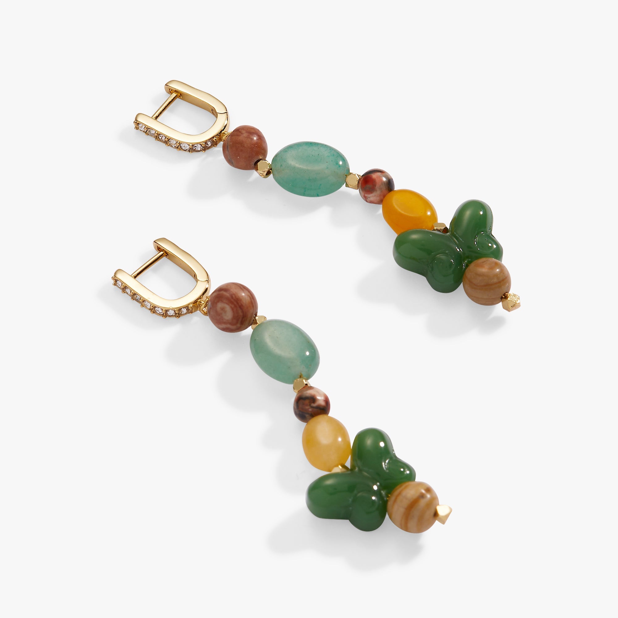 Carved Butterfly Beaded Linear Earring