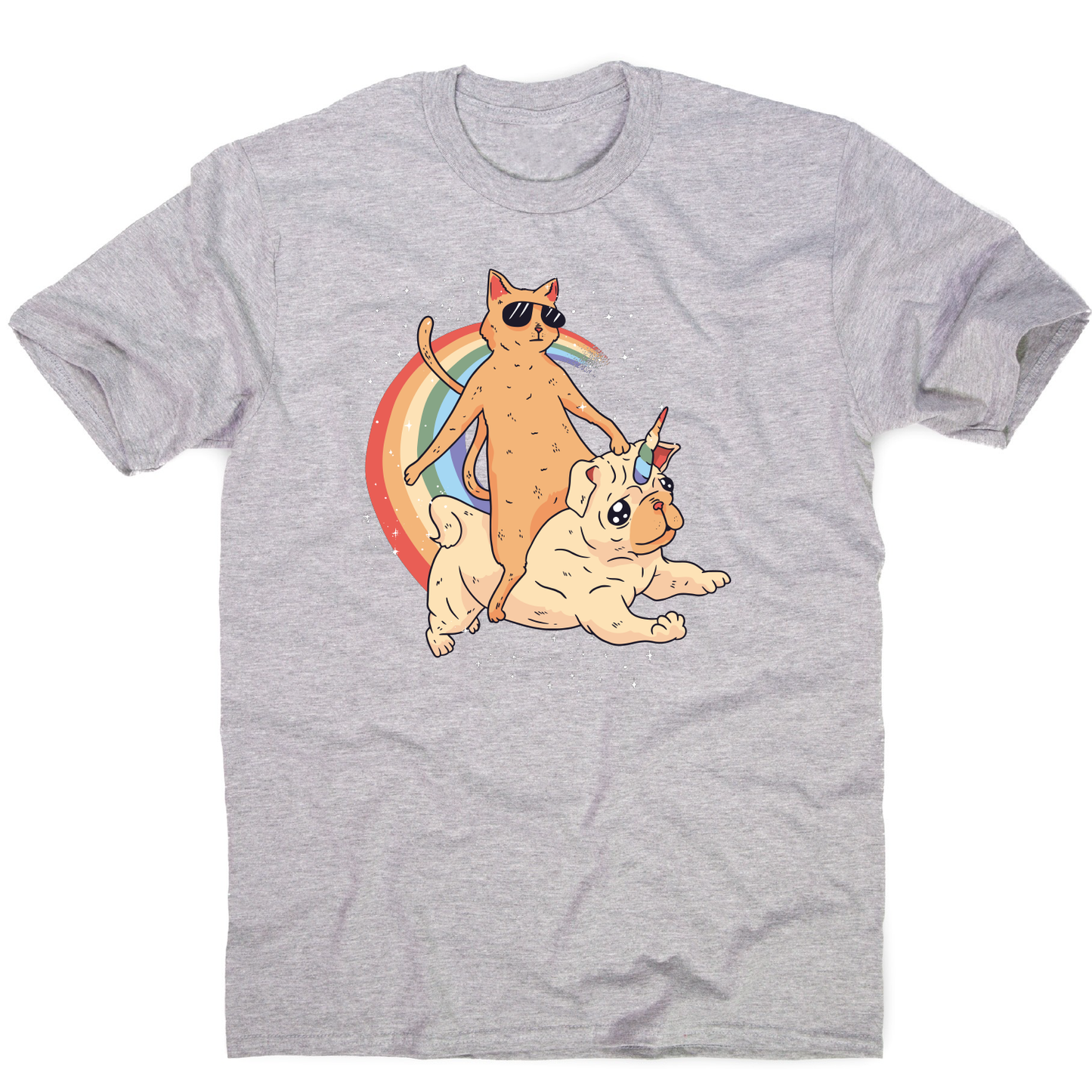 Cat riding unidog funny illustration t-shirt men's