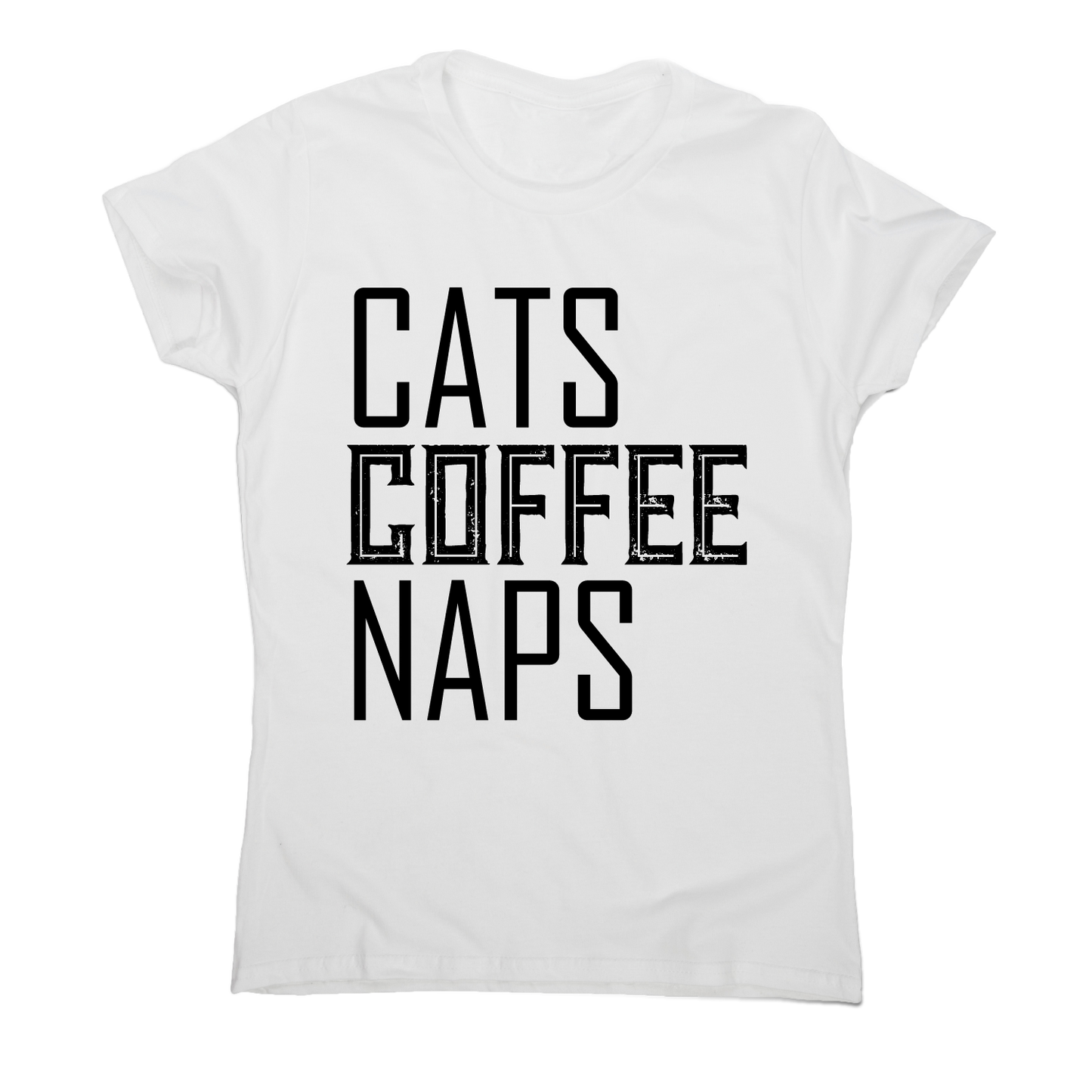 Cats coffee naps awesome funny slogan t-shirt women's