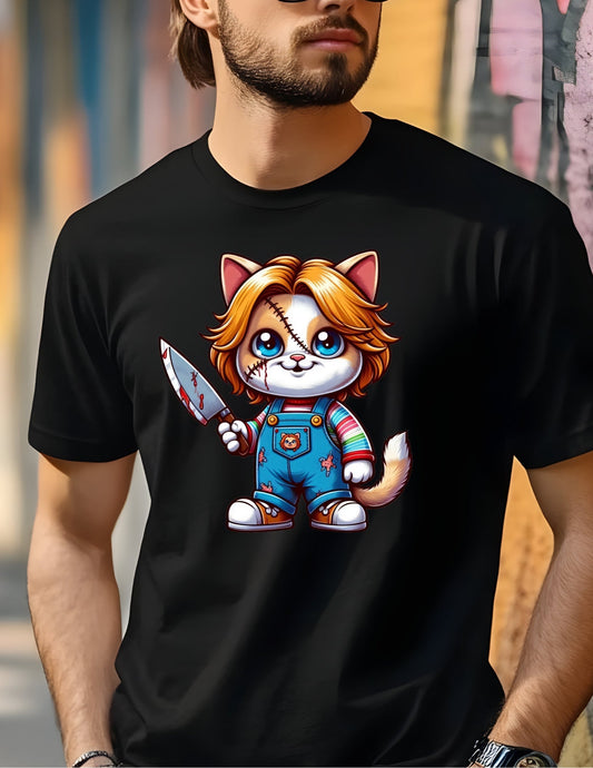 ChildÃ¢â‚¬â„¢s Play Cat Mashup T-Shirt Ã¢â‚¬â€œ Playful Horror Graphic Cotton Tee