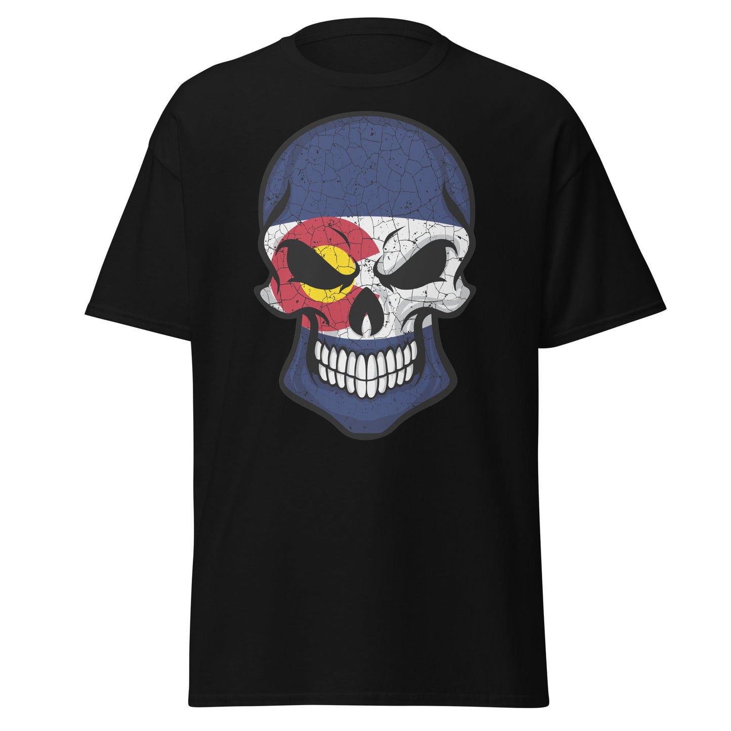 Colorado Flag Skull Tee Mountain Peaks Graphic Cotton TÃ¢â‚¬â€˜Shirt