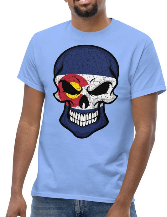 Colorado Flag Skull Tee Mountain Peaks Graphic Cotton TÃ¢â‚¬â€˜Shirt