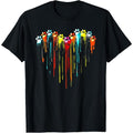 colorful dog paw heart print T-Shirt .made in usa