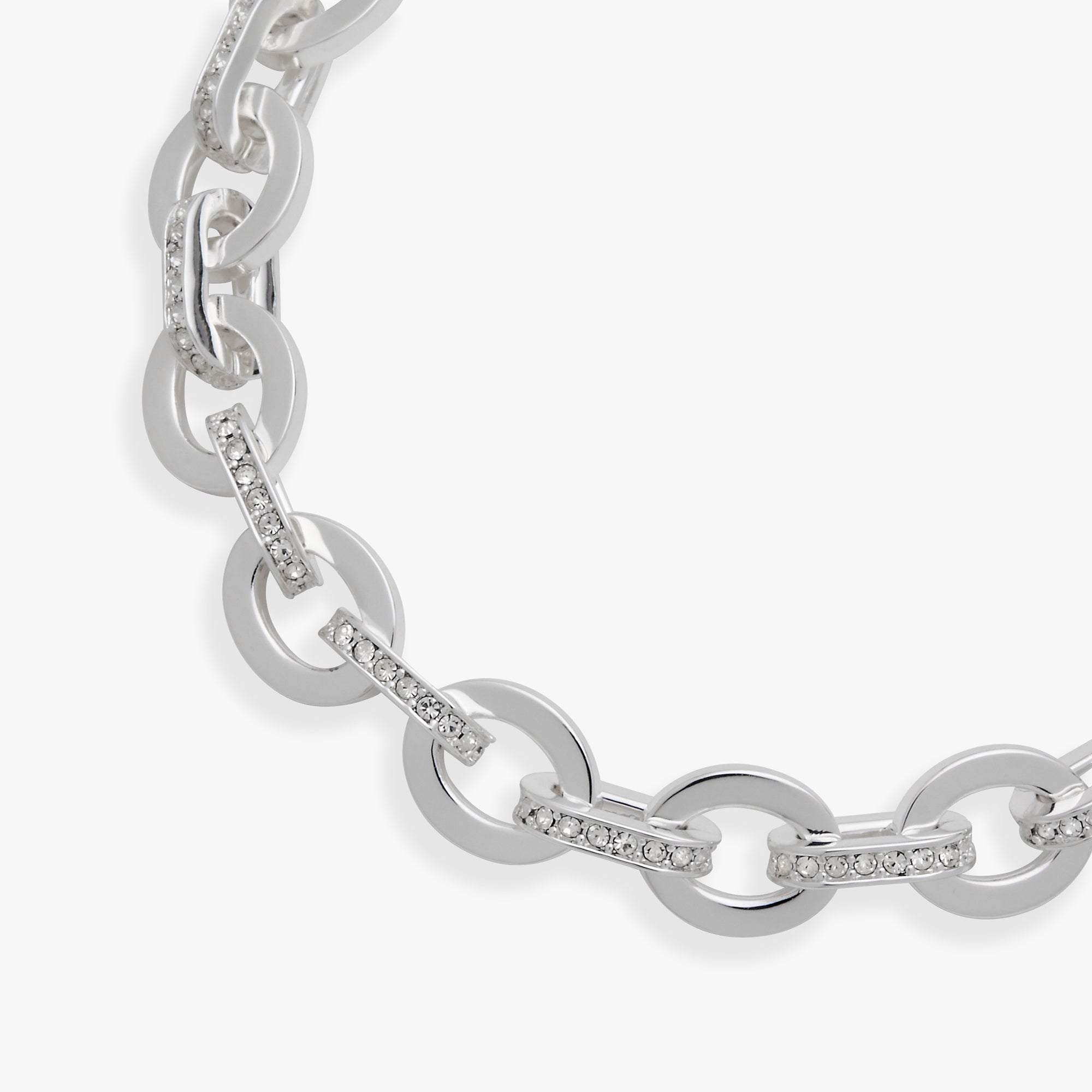 Delicate Oval Link Crystal Chain Toggle Bracelet