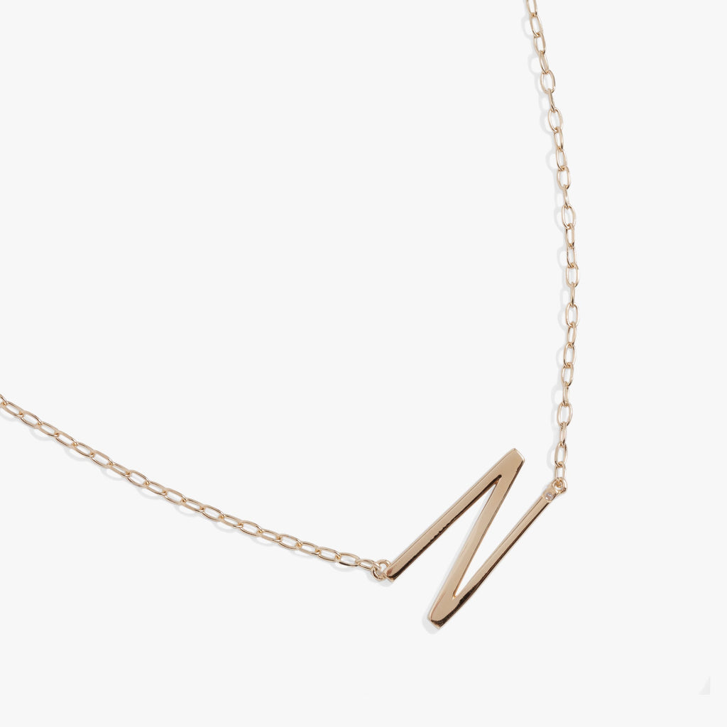 Initial N Precious Elongated Necklace