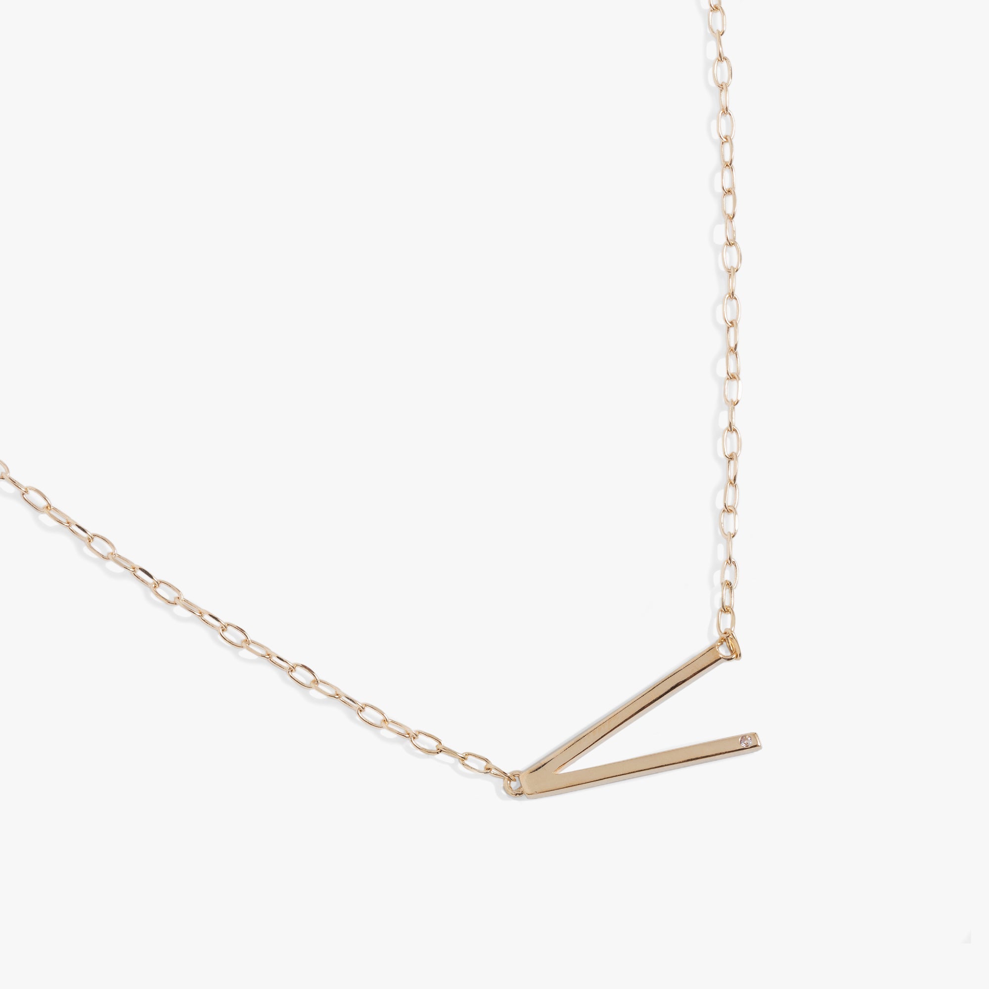 Initial V Precious Elongated Necklace