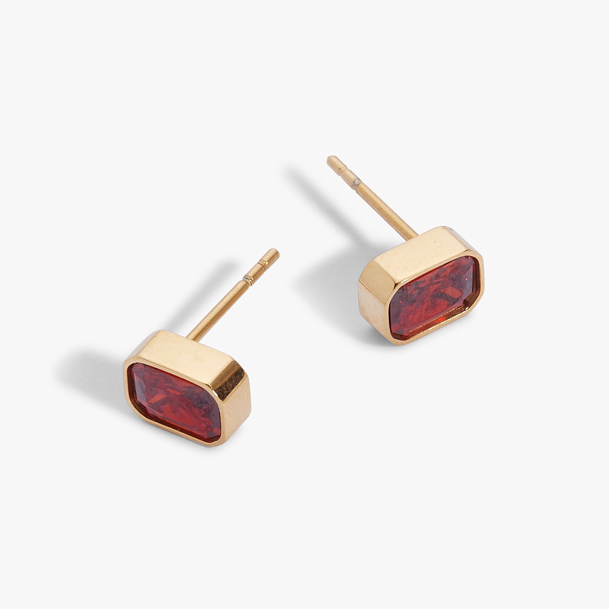 January Emerald-Cut Birthstone Stud