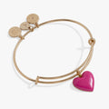 Pink Enamel Heart Charm Bangle