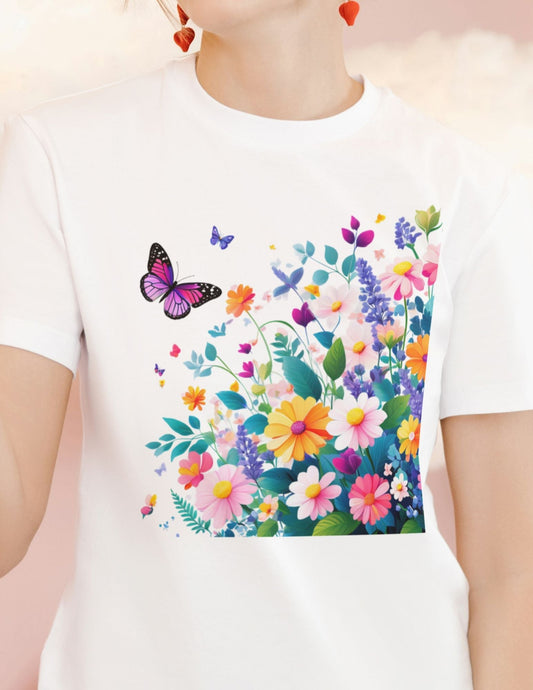 Flowers MotherÃ¢â‚¬â„¢s Day T-Shirt Ã¢â‚¬â€œ Floral Graphic Cotton Tee for Mum
