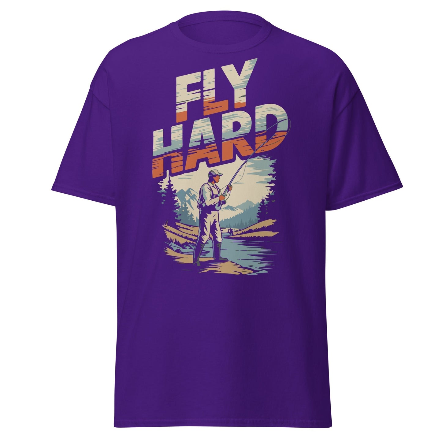 Fly Hard Fishing T-Shirt Ã¢â‚¬â€œ Bold Angler Graphic Cotton Tee