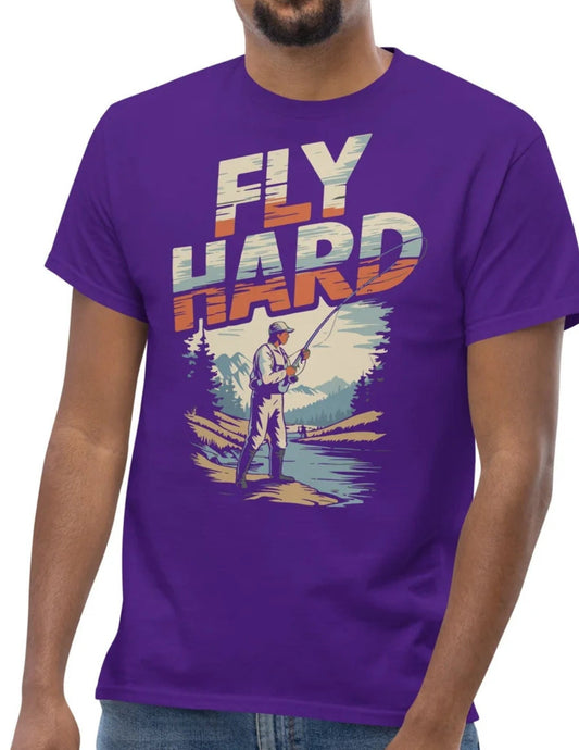 Fly Hard Fishing T-Shirt Ã¢â‚¬â€œ Bold Angler Graphic Cotton Tee