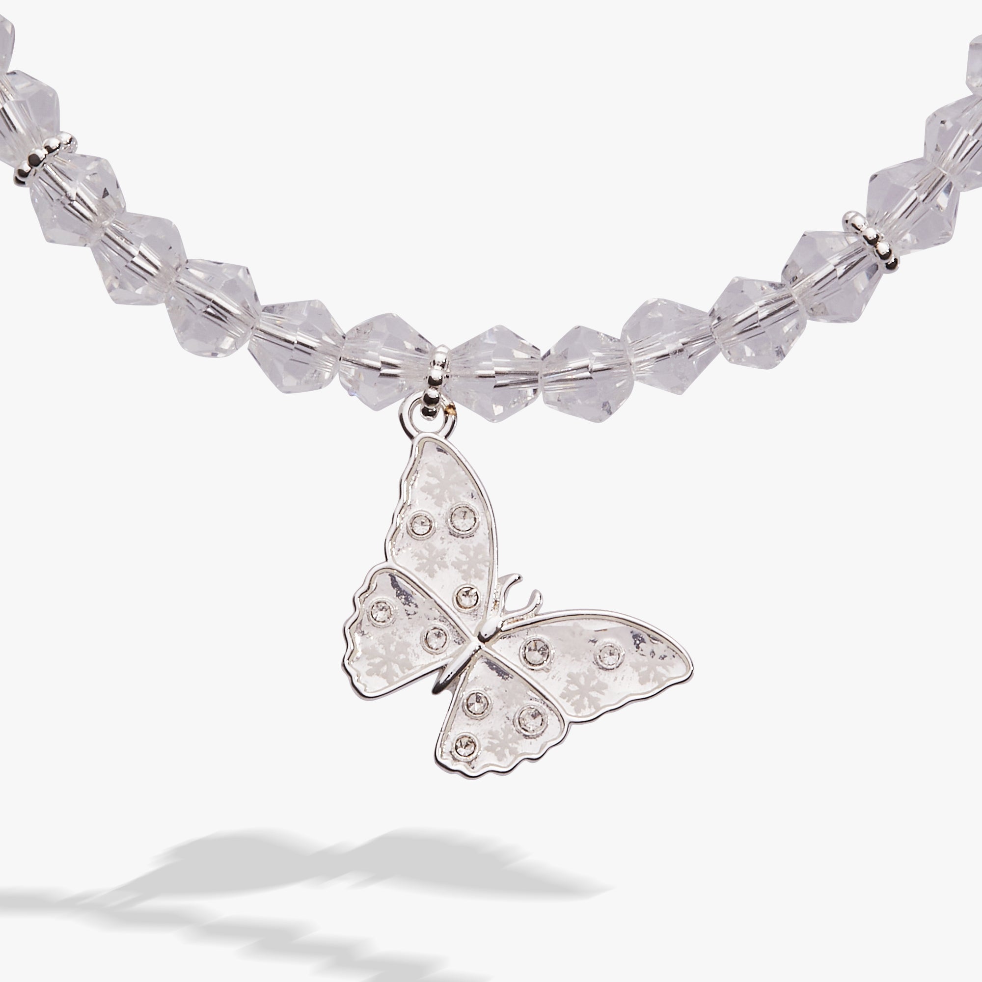 Glass Butterfly Beaded Charm Bangle