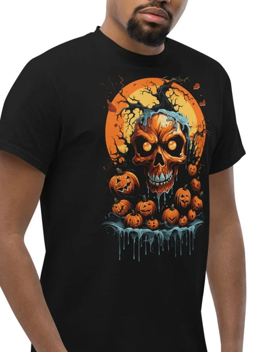 Halloween Night Skull T-Shirt Jack-oÃ¢â‚¬â„¢-Lantern Madness Graphic Cotton Tee
