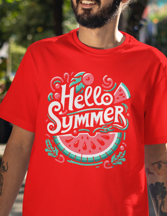 Hello Summer T-Shirt Vibrant Fruit Splash Graphic Tee