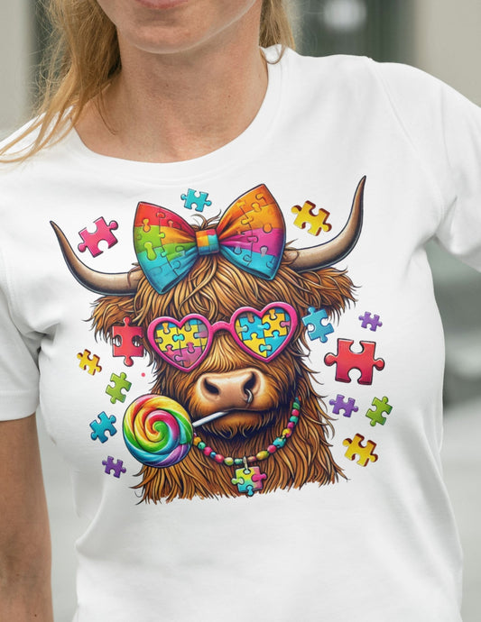 Highland Cow Autism T-Shirt Ã¢â‚¬â€œ Unique Autism Awareness Graphic Tee