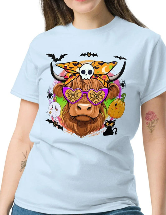 Highland Halloween Cow T-Shirt Ã¢â‚¬â€œ Spooky Scottish Cow Graphic Tee