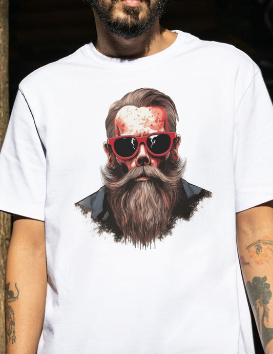 Hipster Skull MenÃ¢â‚¬â„¢s TÃ¢â‚¬â€˜Shirt Cool Beard & Glasses Graphic Tee Mens Cotton