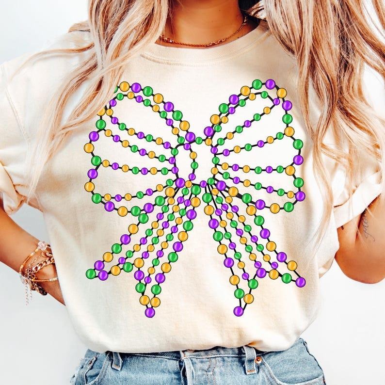 Mardi Gras Coquette Bow Shirt/sweatshirt/hoodie, Mardi Gras hoodie, Mardi Gras bow tshirt, Fleur De Lis sweatshirt, Glitter, Mardi Gras Coquette tshirt