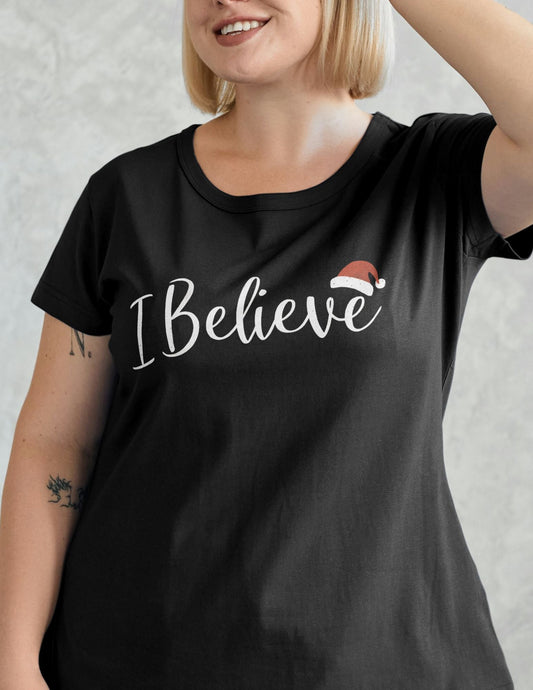 I Believe Holiday TÃ¢â‚¬â€˜Shirt Santa Claus Spirit Graphic Unisex Cotton Tee