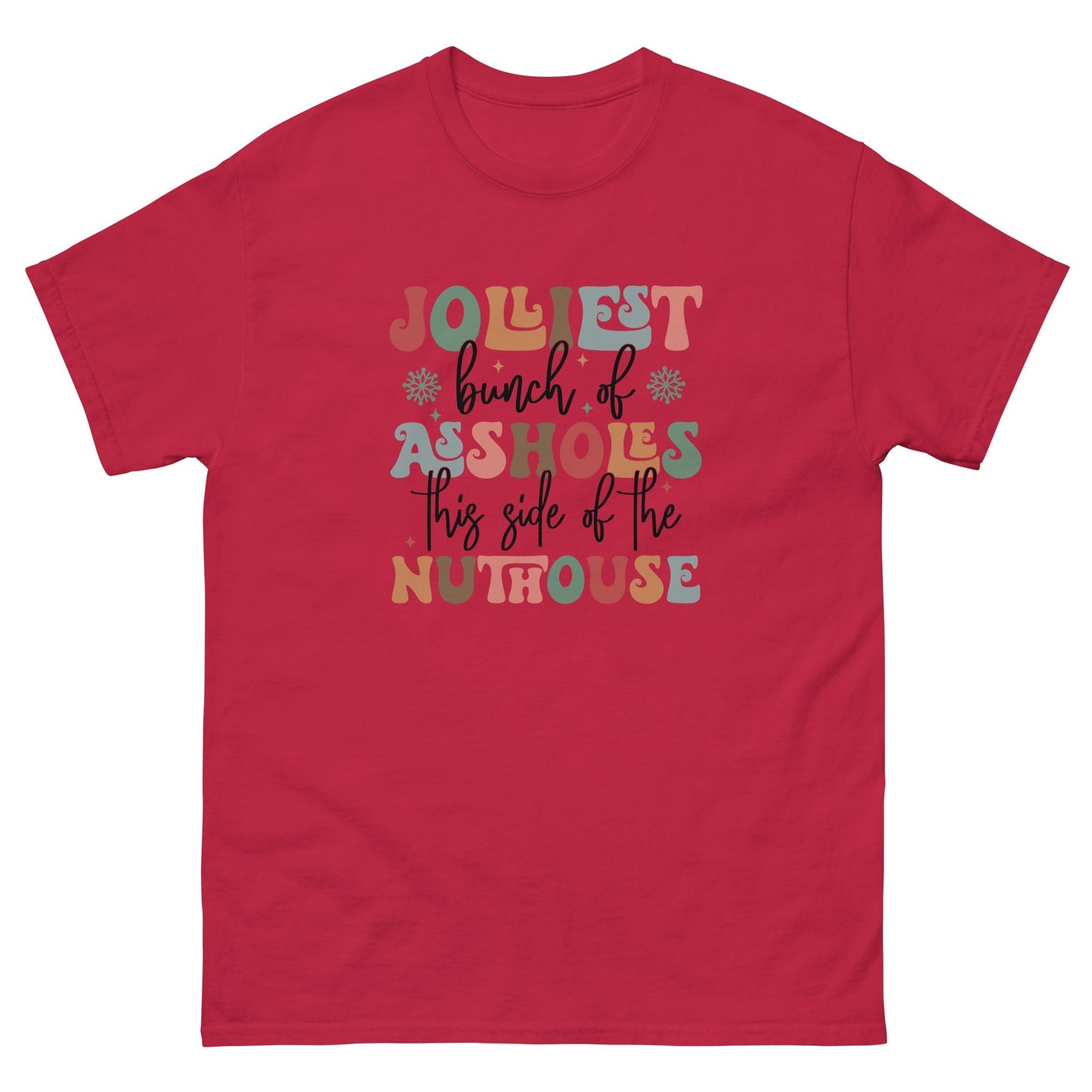 Jolly Christmas T-Shirt Naughty Holiday Quote Graphic Tee 100% Cotton
