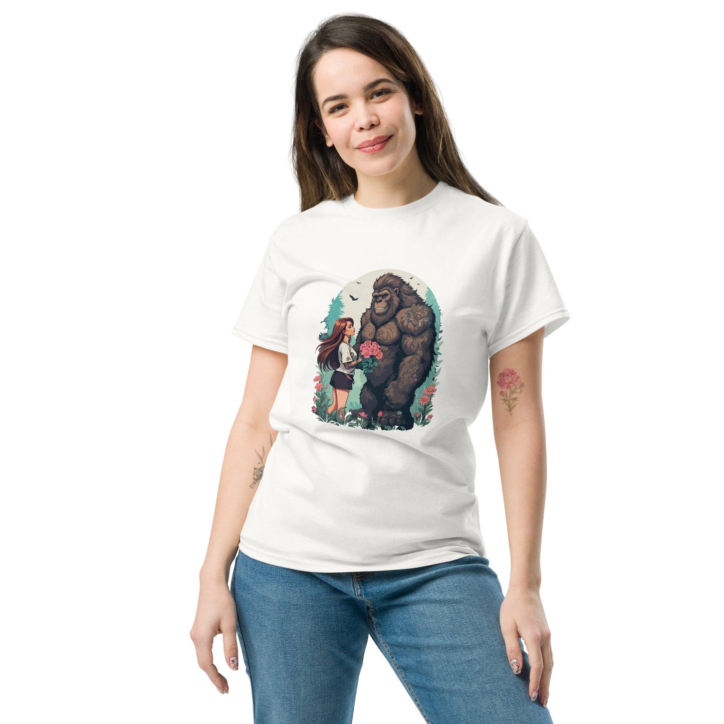 Girl & Gorilla Cotton Tee Ã¢â‚¬â€œ Funny Graphic for Gorilla Fans