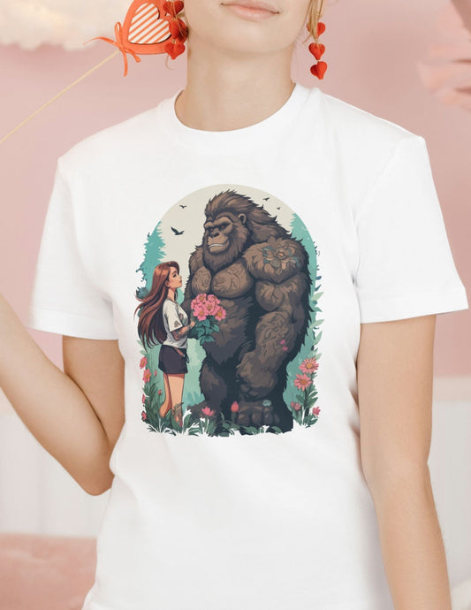 Girl & Gorilla Cotton Tee Ã¢â‚¬â€œ Funny Graphic for Gorilla Fans
