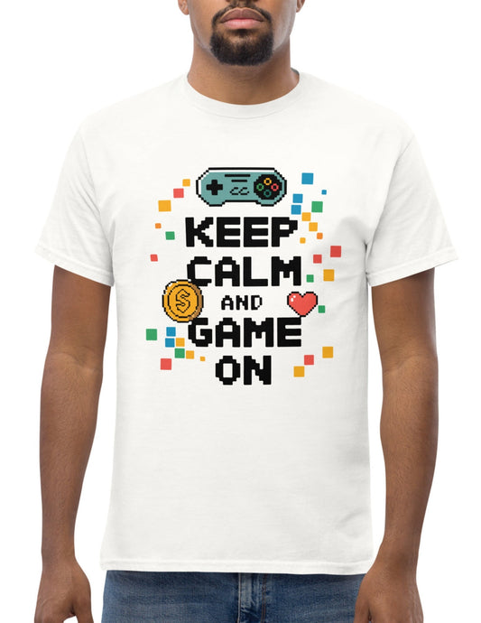 Keep Calm and Game On T-Shirt Ã¢â‚¬â€œ Funny Gamer Graphic Cotton Tee